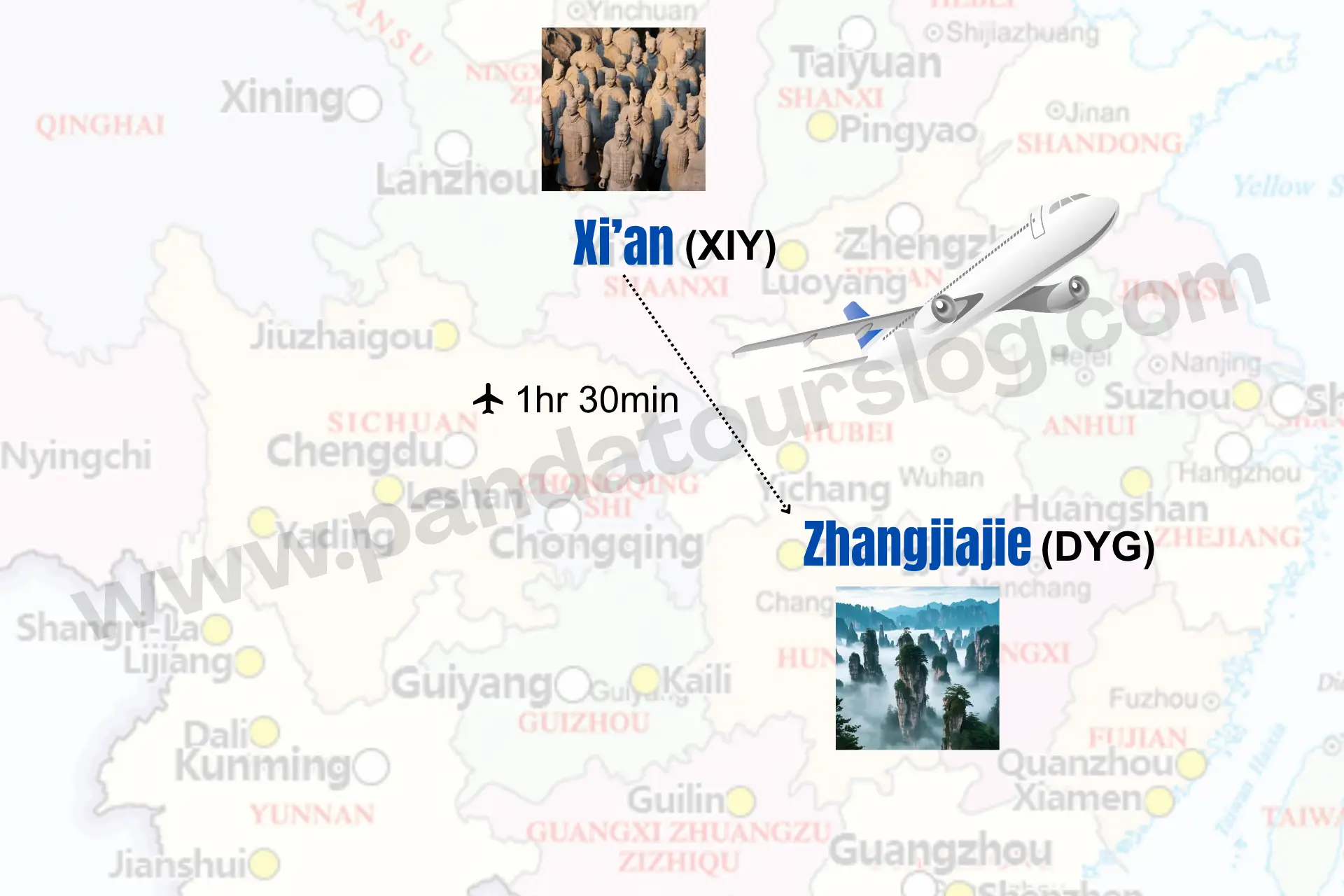 Xi'an to Zhangjiajie Flight
